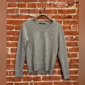 Quince Heather Gray Mongolian Cashmere V-Neck Sweater Size Medium